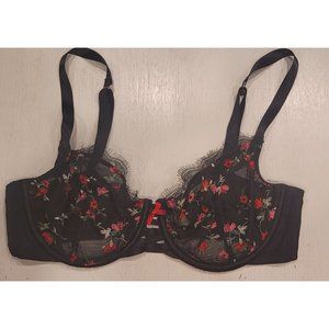 Cacique bra Full Coverage Sexy See-Thru Lace Black and red 38DD lingerie